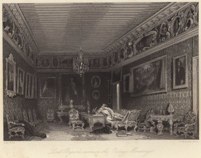غرفة اللورد بايرون في Palazzo Mocenigo (نقش) بواسطة وليام هنري ليك برايس