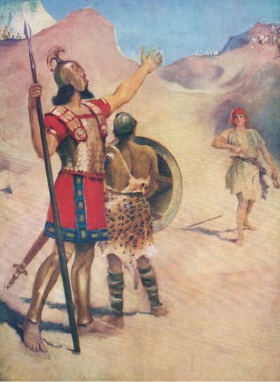 ديفيد وجالوت ، من كتاب مصور الكتاب المقدس الذي نشره توماس نيلسون ، ج 1950 بواسطة وليام هنري مارجيسون