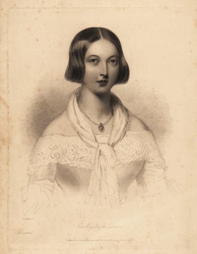 الملكة فيكتوريا الشابة ، أوائل العشرينات. نقش على الصلب بواسطة William Henry Mote بعد رسم توضيحي لـ William Drummond من Charles Heath