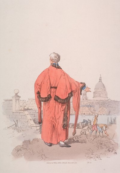عضو مجلس محلي يرتدي زيًا مدنيًا يتطلع إلى كاتدرائية القديس بولس ، لندن ، 1805 بواسطة وليام هنري باين
