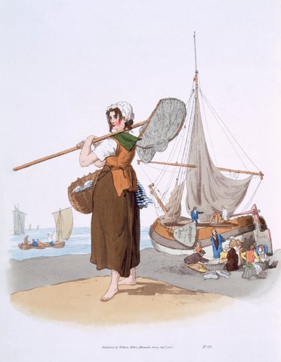 أنثى الجمبري ، من "زي بريطانيا العظمى" ، نشره ويليام ميللر ، 1805 بواسطة وليام هنري باين