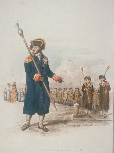 أبرشية Beadle في زي مدني تحمل عصا ، 1805 بواسطة وليام هنري باين