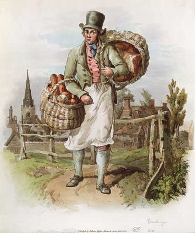 الخباز ، رسم توضيحي من "زي بريطانيا العظمى" ، نشر 1804-08 بقلم ويليام ميللر ، لندن (أكواتينت) بواسطة وليام هنري باين