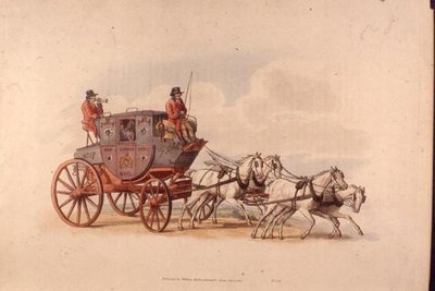 The London to Worcester Royal Mail Coach from "أزياء بريطانيا العظمى" (طباعة) بواسطة وليام هنري باين