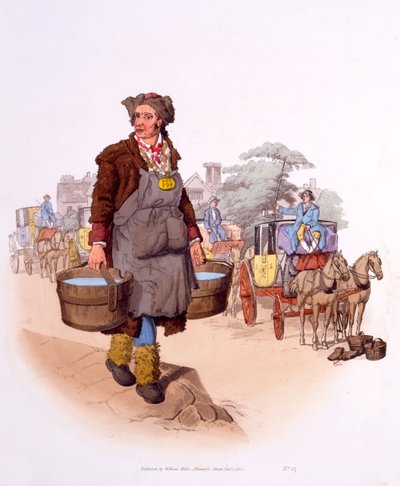 Watercarrier برخصته GR 198 (جورجيوس ريكس) ، من "أزياء بريطانيا العظمى ؛ نظرة نادرة ومقنعة للطبقات العاملة في العمل ، 1808 بواسطة وليام هنري باين