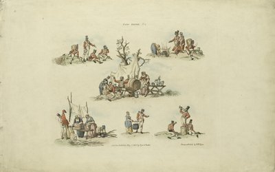 مشاهد المخيم ، 1803 (النقش الملون) بواسطة وليام هنري بعد Pyne