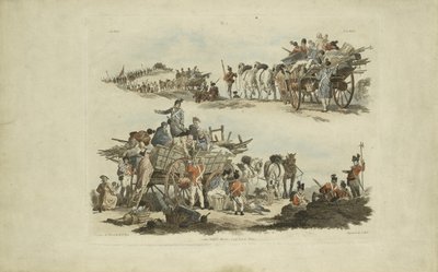 مشاهد المخيم ، 1803 (النقش الملون) بواسطة وليام هنري بعد Pyne