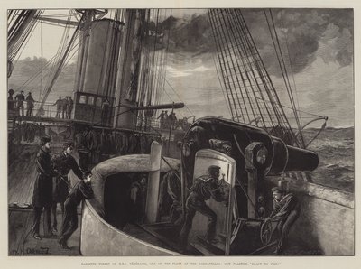 Barbette Turret من HMS Temeraire ، أحد الأسطول في Dardanelles ، Gun Practice ، جاهز للنار! بواسطة وليام هيشام أوفرند