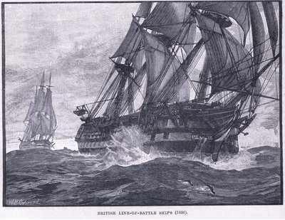 خط المعركة البريطاني السفن 1836 م بواسطة وليام هيشام أوفرند