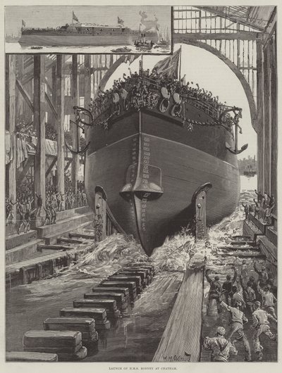 إطلاق HMS Rodney في Chatham بواسطة وليام هيشام أوفرند