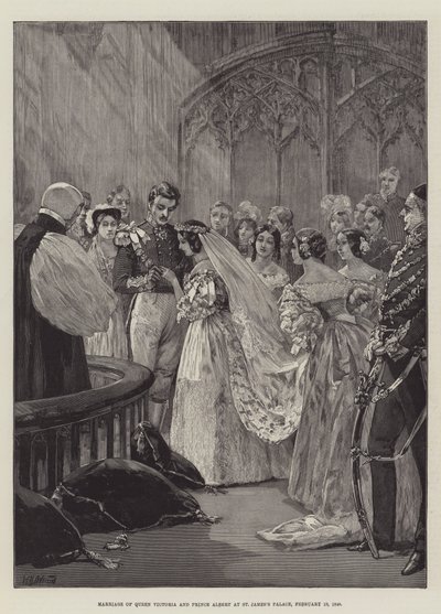 زواج الملكة فيكتوريا والأمير ألبرت في قصر سانت جيمس ، 10 فبراير 1840 بواسطة William Heysham Overend