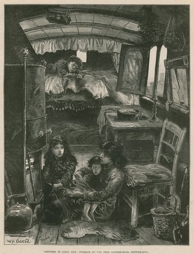 Sketches of Gipsy Life; Interior of Van near Latimer Road, Notting Hill (engraving) بواسطة وليام هيشام أوفرند