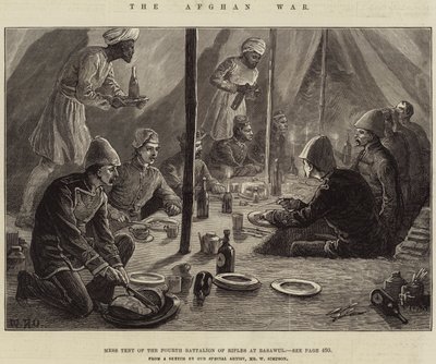الحرب الأفغانية ، خيمة الفوضى للكتيبة الرابعة من البنادق في باساول بواسطة وليام هيشام أوفرند