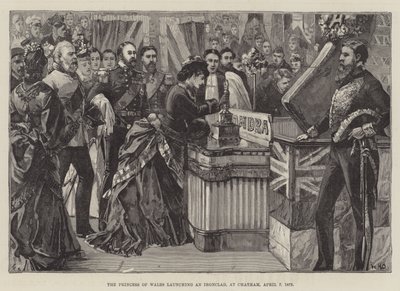 أميرة ويلز تطلق ايرونكلاد ، في تشاتام ، 7 أبريل 1875 بواسطة وليام هيشام أوفرند
