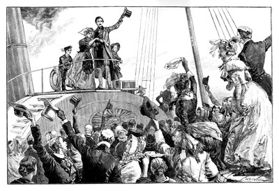 الملكة تغادر كينغستاون ، زيارة ملكية لأيرلندا ، c1849 ، 1888. بواسطة وليام هيشام أوفرند