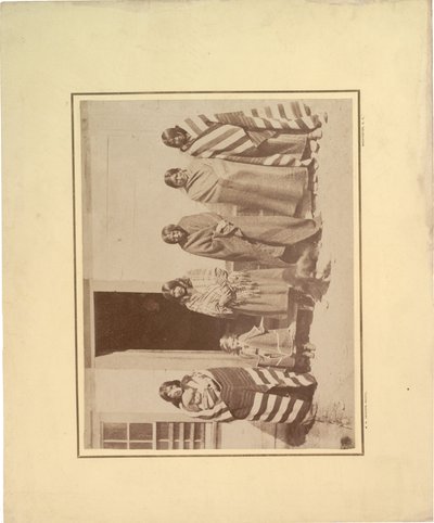 مجموعة من خمس نساء أمريكيات أصليات مع فتاة وطفل صغير ، 1871 (صورة بني داكن) بواسطة وليام هيكس جاكسون