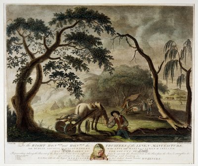 إخراج الكتان من المستنقع ، اللوحة الثالثة من مصنع الكتان في أيرلندا ، 1791 ، بواسطة وليام هينكس