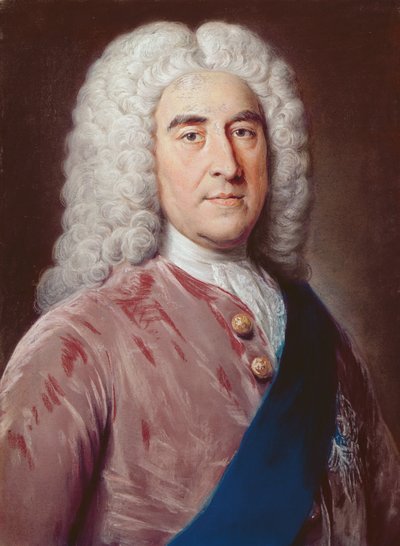 صورة لتوماس بيلهام هولز (1693-1768) دوق نيوكاسل تحت لايم (باستيل على ورق) بواسطة وليام هور