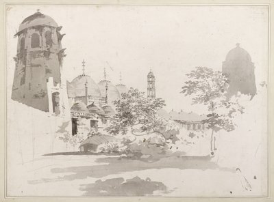 مشهد من الكتيرا بناه جافيير كاون في موريشيدباد ، c.1781 (غسيل رمادي وقلم رصاص على ورق) بواسطة وليام هودجز