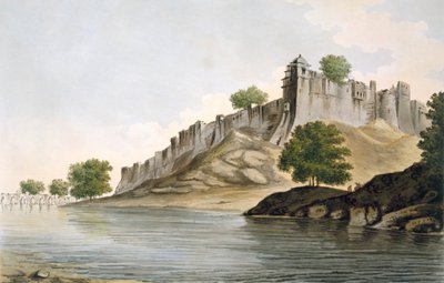 منظر لقلعة Ilionpoor على ضفاف نهر Goomty ، حانة. 1785-88. بواسطة وليام هودجز