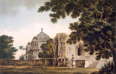 رر. ١٨ منظر لمسجد منهر ، من الجنوب الشرقي ، من "Select Views in India" ، حانة. 1780-83 (النقش الملون مع aquatint) بواسطة وليام هودجز