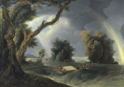 عاصفة على نهر الغانج مع السيدة هاستينغز بالقرب من كولجون روكس ، حوالي عام 1790 (زيت على قماش) بواسطة وليام هودجز