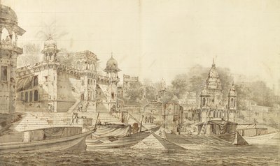 منظر لجزء من مدينة بيناريس ، ج .1781 (غسيل رمادي بفرشاة وقلم حبر فوق قلم رصاص على ورق موضوع على حامل غسيل) بواسطة وليام هودجز