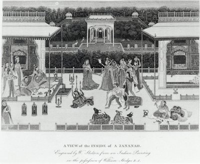 منظر من الداخل لزنانه ، محفور بواسطة ويليام سكيلتون (1763-1848) بواسطة وليام هودجز