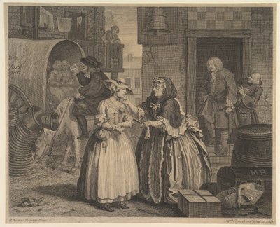 تقدم Harlots ، اللوحة 1 ، قبل أبريل 1732. بواسطة وليام هوغارث