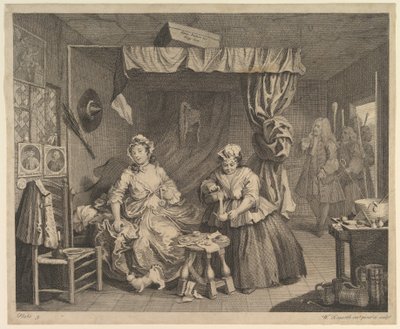 تقدم Harlots ، اللوحة 3 ، قبل أبريل 1732. بواسطة وليام هوغارث