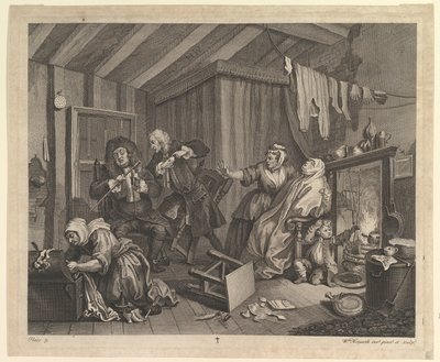 تقدم Harlots ، اللوحة 5 ، أبريل 1732. بواسطة وليام هوغارث