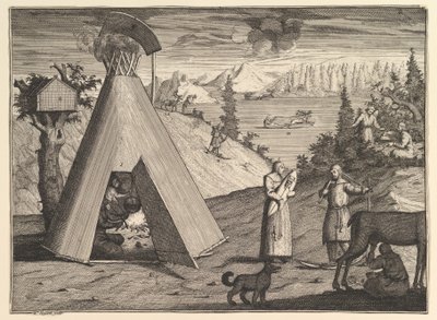 A Lapland Hut Aubry de La Mottrayes يسافر في جميع أنحاء أوروبا وآسيا إلى جزء من ... ، 1723-24. بواسطة وليام هوغارث