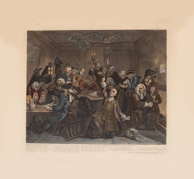 تقدم الخليع ، اللوحة 6: مشهد في بيت ألعاب ، 1735. بواسطة وليام هوغارث