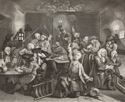 A Rake؟ S Progress ، اللوحة 6: The Rake at a Gaming House - Sheet 6: Tom Rakewell في وكر مقامرة. 1735 بواسطة وليام هوغارث