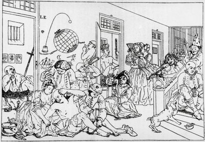 Bedlam mental institution, engraving from series rake