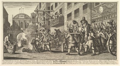 حرق الكتل في بار تمبل اثنا عشر توضيحات كبيرة لصموئيل بتلر هوديبرا ، 1725-68. بواسطة وليام هوغارث