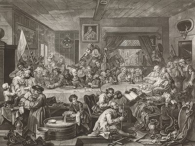 أربع نسخ مطبوعة من الانتخابات. الورقة 1: الترفيه الانتخابي - متعة الاختيار. 1755 بواسطة وليام هوغارث