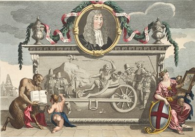 صورة لواجهة &39;Hudibras&39; بما في ذلك صورة لصموئيل بتلر ، رسم توضيحي من &39;Hogarth Restored: The Whole Works of the William William Hogarth الشهير ، أعيد نقشه توماس كوك&39; ، الحانة. 1812 (يد- بواسطة وليام هوغارث