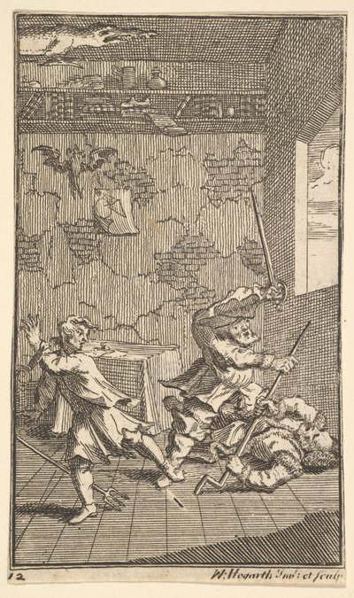 Hudibras الضرب Sidrophel و Whachum سبعة عشر الرسوم التوضيحية الصغيرة لصموئيل بتلر ... ، 1721-26. بواسطة وليام هوغارث