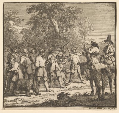 مغامرة Hudibras الأولى سبعة عشر الرسوم التوضيحية الصغيرة لصموئيل بتلر Hudibras ، n ... ، 1721-26. بواسطة وليام هوغارث
