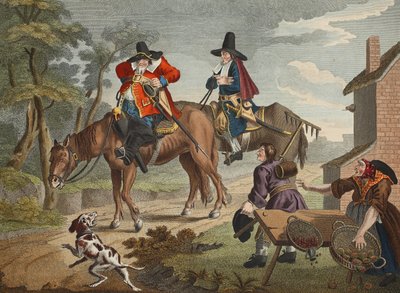 Hudibras Sallies Forth ، من "Hudibras" بقلم صموئيل بتلر (1612-80) ، التوضيح من "Hogarth Restored: The Whole Works of the Celebrated William William Hogarth ، re-engraved by Thomas Cook" ، حانة. 1812 (يد بواسطة وليام هوغارث