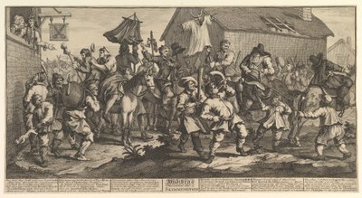 Hudibras و Skimmington اثنا عشر الرسوم التوضيحية الكبيرة لصموئيل بتلرز إتش. ، فبراير 1725-26. بواسطة وليام هوغارث