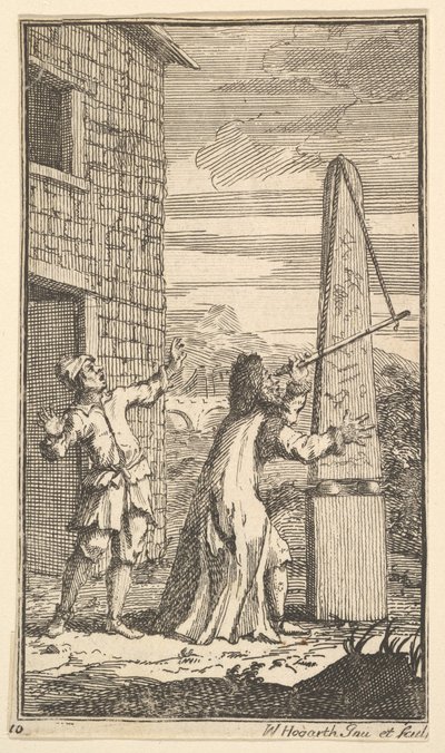 سيدروهيل يفحص الطائرة الورقية من خلال تلسكوبه سبعة عشر رسمًا توضيحيًا صغيرًا ... 1721-26. بواسطة وليام هوغارث