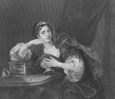 Sigismonda مع قلب زوجها ، محفورة بواسطة TW Shaw ، من `` أعمال هوجارث &39;&39; المنشورة عام 1833 (ليثو) بواسطة وليام هوغارث