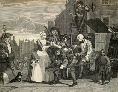 مناظر شوارع في لندن ، رسمها ويليام هوغارث (1697-1764) ، نقش ، إنجلترا بواسطة وليام هوغارث