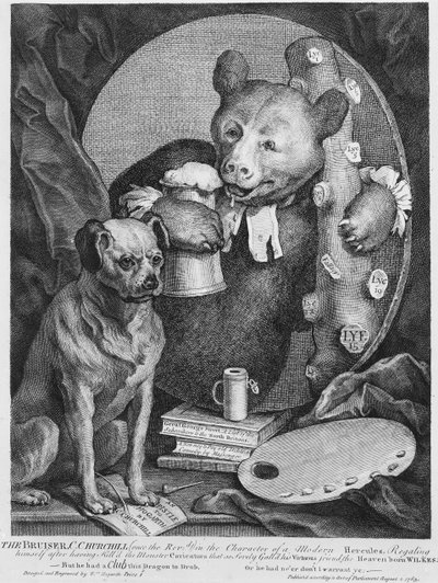 The Bruiser Charles Churchill ، ذات مرة القس ، في شخصية هرقل روسي ، 1763 بواسطة وليام هوغارث