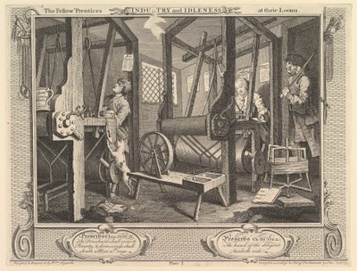 الزملاء Prentices في نولهم: الصناعة والبطالة ، اللوحة 1 ، 30 سبتمبر 1747. بواسطة وليام هوغارث