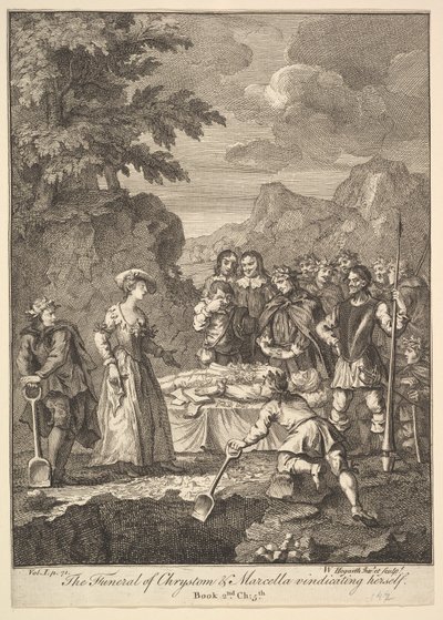 جنازة Chrystom & Marcella تبرئ نفسها ستة رسوم توضيحية لدون ، 1756 أو بعد ذلك. بواسطة وليام هوغارث