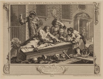 The Idle &39;Prentice at Play in the Church Yard ، أثناء الخدمة الإلهية بواسطة وليام هوغارث