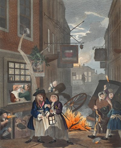 أوقات النهار والليل ، التوضيح من "Hogarth Restored: The Whole Works of the William William Hogarth الشهير ، الذي نقشه توماس كوك" ، الحانة. 1812 (نقش يدوي) بواسطة وليام هوغارث